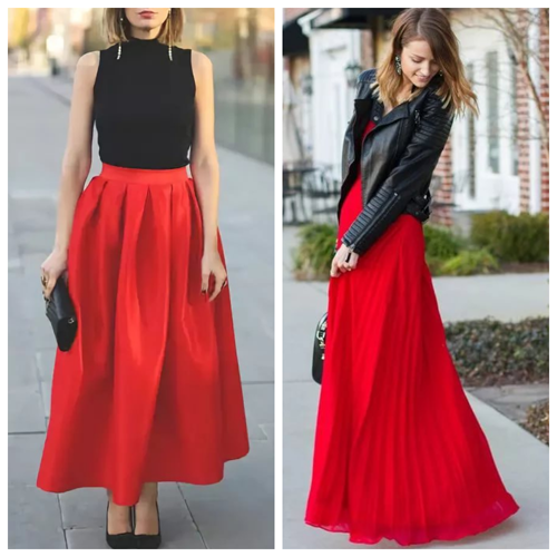 красная макси-юбка - с чем носить и как сочетать 