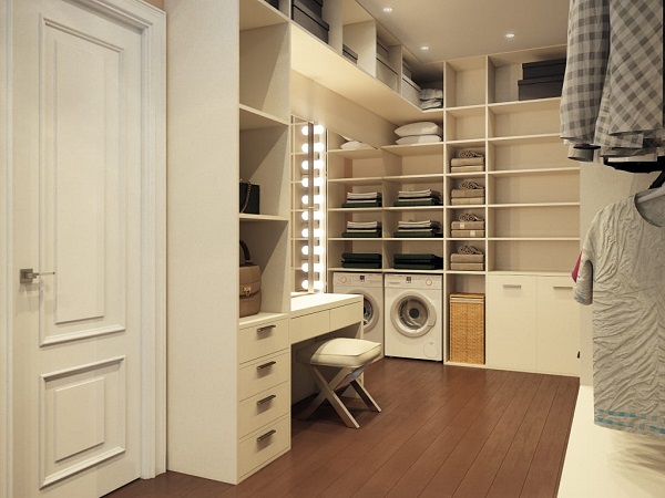 гардеробная комната в частном доме, планировка и дизайн