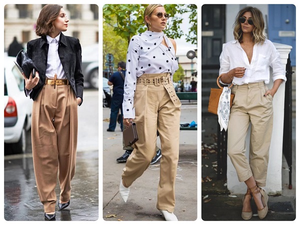 бежевые брюки - женская мода весна 2019