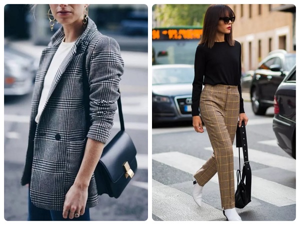 жакет и брюки в клетку - женская мода весна 2019