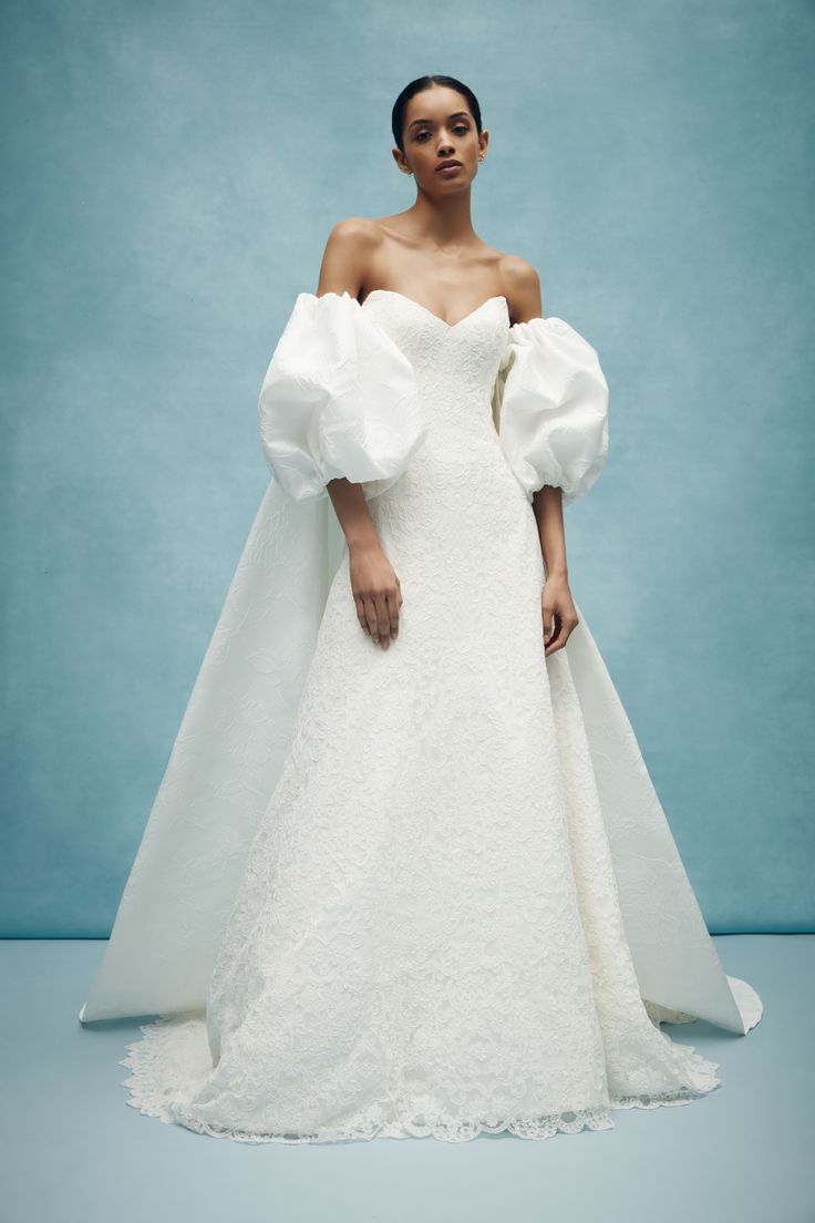 свадебное платье с объемными рукавами - свадебная мода весна 2020