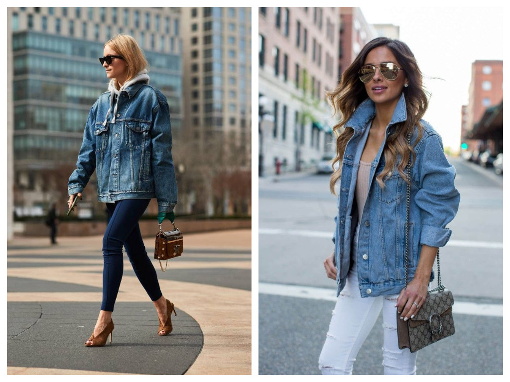 удлиненная джинсовая куртка, модные образы - сочетание с джинсами