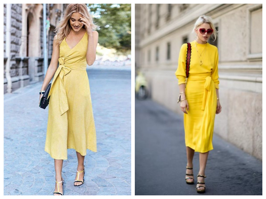желтое платье, с чем носить, летние образы 