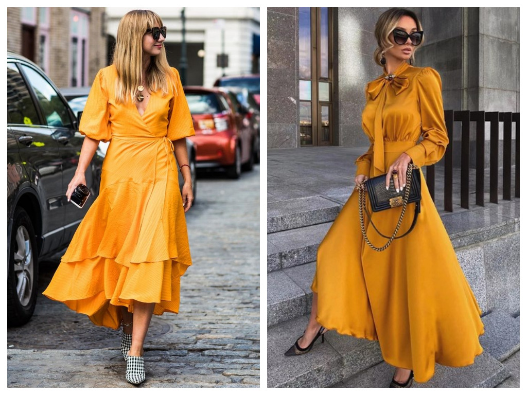 Платье на Новый год 2021 - выбираем платье желтого оттенка и цвета